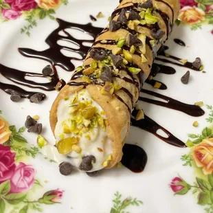 Chocolate Pistachio cannolis
