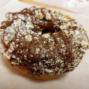 Chocolate peanut butter yeast donut