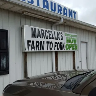 the front of the restaurant