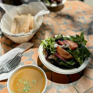 Side soup and salad