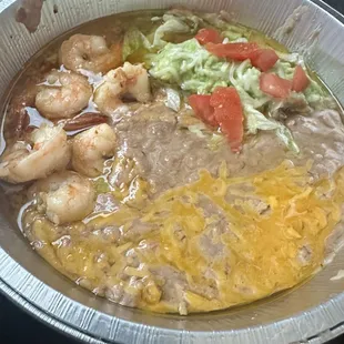 Camarones al mojo de Ajo (different angle, showing saturation of butter all over food)