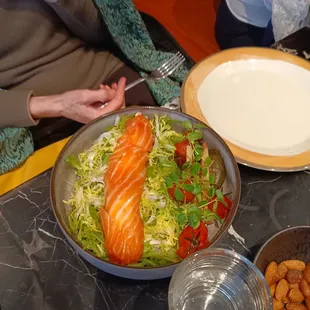 salmon and salad