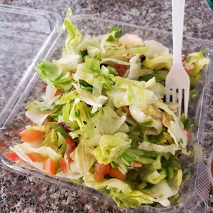 Garden salad. Had to pick off the olives I requested to not have on the salad