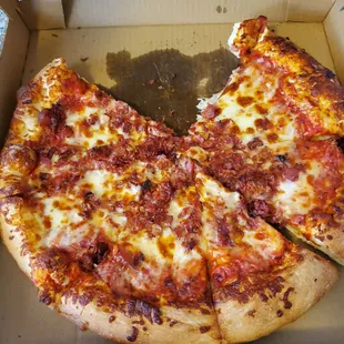 Bacon pizza, supposed to be half bacon