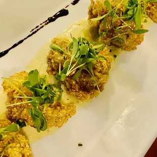 Fried Oysters with gorgonzola Aioli