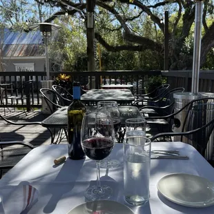 Delicious wine beautiful view and great company at Marcellos on balcony.