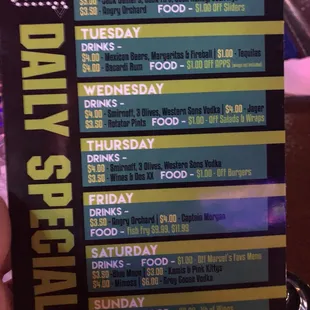 Daily specials