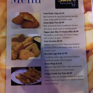 Late night menu