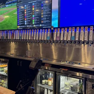 Row of drinks on tap