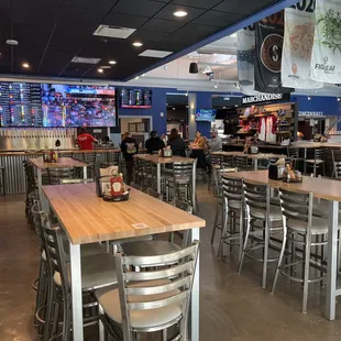 tables and chairs in a restaurant