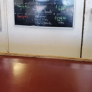 a chalkboard with family beans written on it