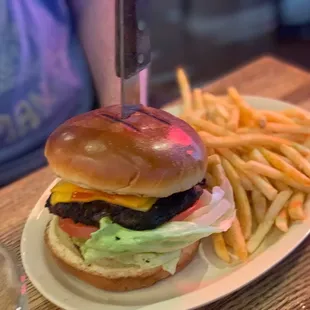 a burger and fries