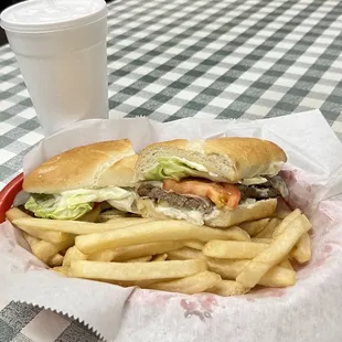 Steak Hoagie w/Cheese and Fries