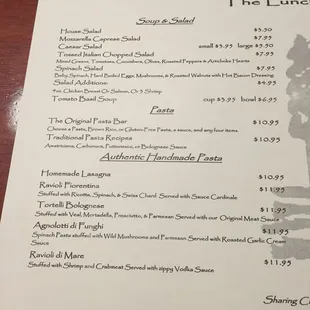 Lunch menu part 1