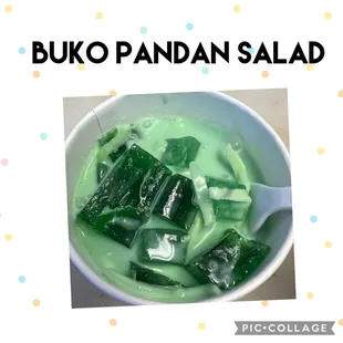 Coconut, Pandan, Jello, Nata de coco and bobas