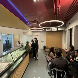 a rare quiet moment between crowds inside.