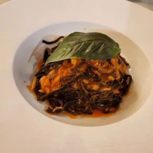 Black linguine with blue crab pasta sauce