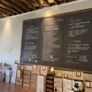 the menu on the wall