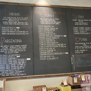 a menu on a blackboard