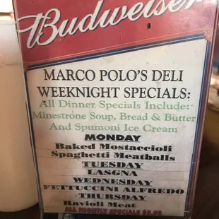 menu