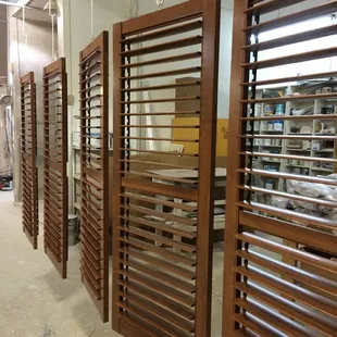 American-made shutters manufactured right here. We use American hardwoods.