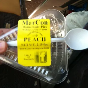 A free sample of peach pie,
