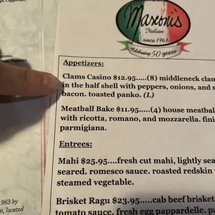 the menu