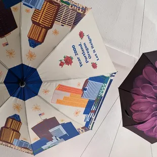 umbrellas hanging from the ceiling