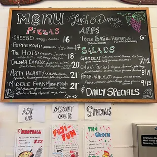 Menu board with specials