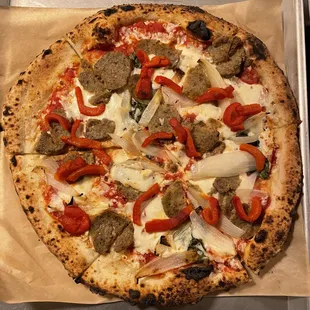 Meatball &amp; Vidalia Onion Pizza, add Roasted Red Peppers (part of 2 pizza bundle)