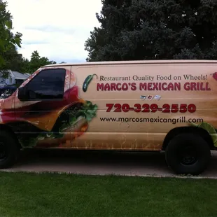 a van parked on the side of the road