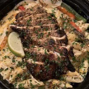 Rasta pasta jerk chicken