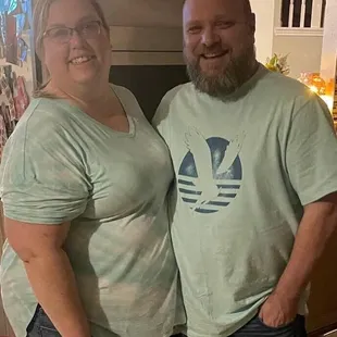 Mary and Gene after eating pizza