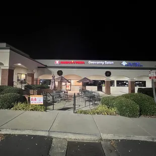 outside of restaurant at night