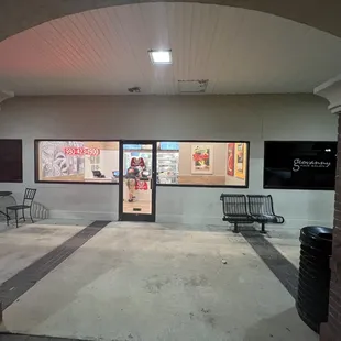 the entrance to the restaurant