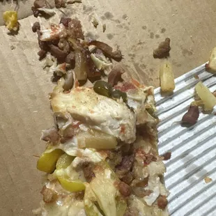 Bacon on the pizza I'm a person that can't eat pork