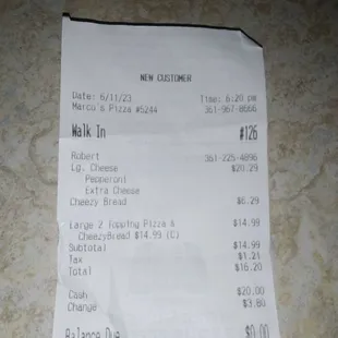 My receipt of what I ordered, notice she failed to put on the receipt cut and squares. That was her mistake