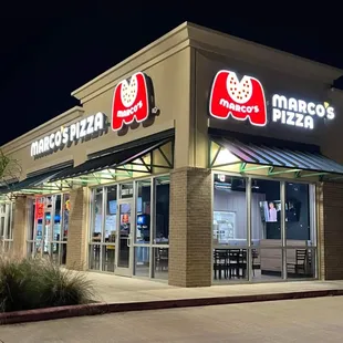 exterior of restaurant at night
