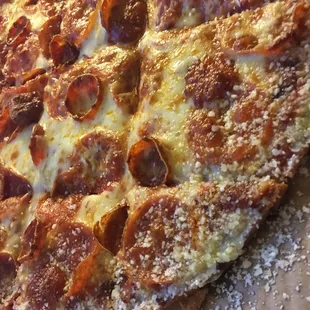 a pepperoni and cheese pizza