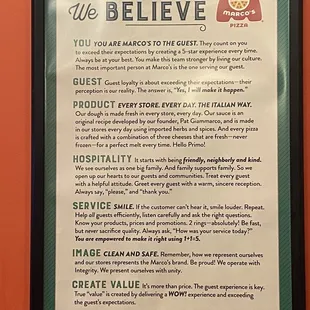 the rules of the restaurant