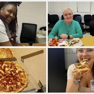 Our staff at East Area Adult Division enjoying the delicious pizza donated by Marco&apos;s Pizza in Haines City.