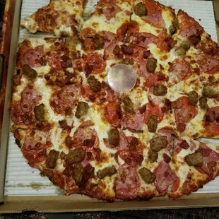 Large thin crust meat supreme