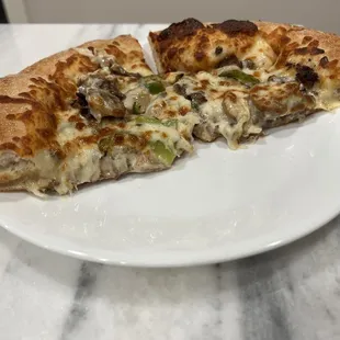 Thick crust Philly cheesesteak