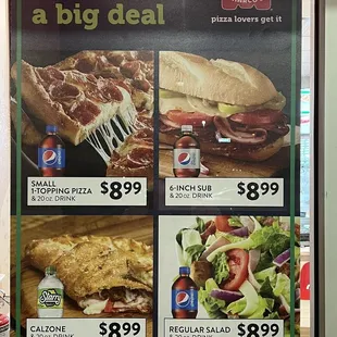 a menu for a big deal