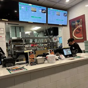 the counter and menus