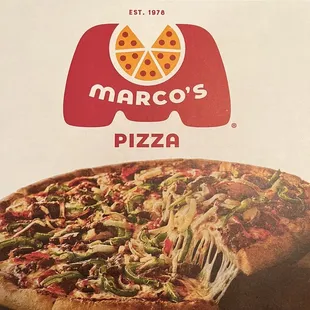 a close up of a box of pizza