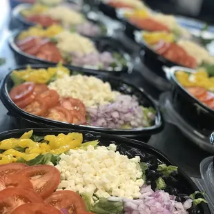 a variety of salads