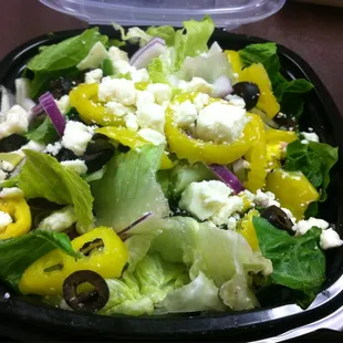 Greek salad without tomatoes.