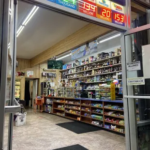 the inside of a liquor store