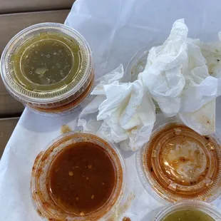 a variety of sauces